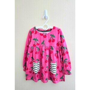 NWOT Mini Boden Long Sleeve Printed 100% Cotton Tunic-Pink Cherries